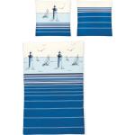 Reduzierte Blaue Maritime IRISETTE Nachhaltige Bettwäsche Sets & Bettwäsche Garnituren mit Leuchtturm-Motiv aus Mako-Satin 135x200 