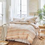 Orange Gestreifte IRISETTE Nachhaltige bügelfreie Bettwäsche mit Reißverschluss aus Baumwolle schnelltrocknend 135x200 