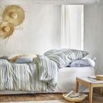 Blaue Gestreifte IRISETTE Nachhaltige bügelfreie Bettwäsche mit Reißverschluss aus Baumwolle schnelltrocknend 135x200 
