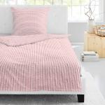Rosa IRISETTE Nachhaltige Seersucker Bettwäsche mit Reißverschluss aus Baumwolle 155x200 