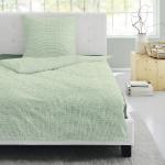 Grüne Unifarbene IRISETTE Nachhaltige Seersucker Bettwäsche mit Reißverschluss aus Baumwolle 155x200 