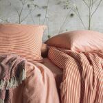 Reduzierte Orange Gestreifte IRISETTE Nachhaltige bügelfreie Bettwäsche mit Reißverschluss aus Baumwolle schnelltrocknend 135x200 
