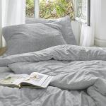 Silberne IRISETTE Nachhaltige Seersucker Bettwäsche mit Reißverschluss aus Baumwolle 135x200 