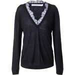 Schwarze Langärmelige V-Ausschnitt Kaschmir-Pullover aus Wolle für Damen Größe M 