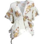 Weiße Iro Tiefer V-Ausschnitt Peplum-Shirts & Schößchen-Shirts mit Volants mit Knopf für Damen Größe L für den für den Frühling 