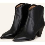 Schwarze Bestickte Isabel Marant Spitze Cowboy-Boots & Cowboystiefeletten aus Glattleder für Damen Größe 39 