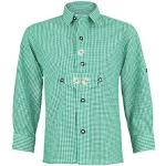 Grüne Bestickte Isar Trachten Kindertrachtenhemden mit Knopf aus Baumwolle für Jungen Größe 152 