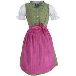 Hellgrüne Isar Trachten Midi Kinderfestkleider aus Baumwolle für Mädchen Größe 146 3-teilig 
