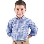 Blaue Elegante Isar Trachten Kentkragen Kindertrachtenhemden mit Knopf aus Baumwolle für Jungen Größe 86 