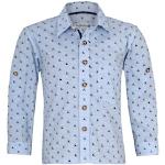Hellblaue Karo Isar Trachten Kindertrachtenhemden mit Knopf für Jungen Größe 164 
