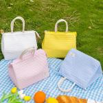 Rosa Picknick-Kühltaschen mit Reißverschluss aus Stoff schmutzabweisend 