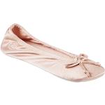 Sandfarbene Isotoner Ballerina-Hausschuhe aus Veloursleder leicht für Damen 