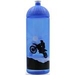 ISYbe Original Marken-Trink-Flasche für Kinder und Erwachsene, 700 ml, BPA-frei, Motorrad blau-Motiv, geeignet für Schule-Reisen-Sport & Outdoor, Auslaufsicher auch mit Kohlensäure, Spülmaschinen-fest
