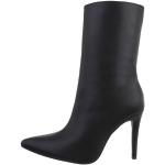 Schwarze Elegante Ital-Design Spitze Pfennigabsatz High Heel Stiefeletten & High Heel Boots für Damen Größe 41 mit Absatzhöhe über 9cm 