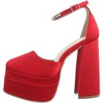 Reduzierte Rote Ital-Design Blockabsatz High Heels & Stiletto-Pumps mit Riemchen für Damen Größe 41 