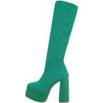 Grüne Ital-Design High-Heel Stiefel aus Textil für Damen Größe 40 