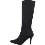 Schwarze Ital-Design High-Heel Stiefel aus Textil für Damen Größe 40 