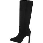 Schwarze Ital-Design High-Heel Stiefel aus Textil für Damen Größe 40 