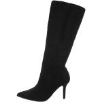 Schwarze Ital-Design High-Heel Stiefel aus Textil für Damen Größe 38 