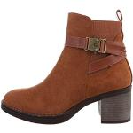Kamelbraune Ital-Design Ankle Boots & Klassische Stiefeletten aus Textil für Damen Größe 37 