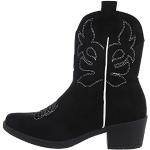 Schwarze Ital-Design Cowboy-Boots & Cowboystiefeletten aus Textil für Damen Größe 41 