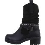 Schwarze Ital-Design Cowboy-Boots & Cowboystiefeletten aus Kunstleder für Damen Größe 37 