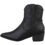 Schwarze Ital-Design Cowboy-Boots & Cowboystiefeletten aus Kunstleder für Damen Größe 39 