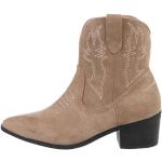 Hellbraune Ital-Design Cowboy-Boots & Cowboystiefeletten aus Textil für Damen Größe 38 