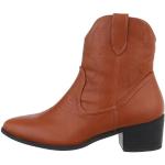 Kamelbraune Ital-Design Cowboy-Boots & Cowboystiefeletten aus Kunstleder für Damen Größe 37 