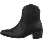 Schwarze Ital-Design Cowboy-Boots & Cowboystiefeletten mit Reißverschluss aus Kunstleder für Damen Größe 36 