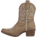 Hellbraune Ital-Design Cowboy-Boots & Cowboystiefeletten aus Kunstleder für Damen Größe 40 