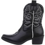 Schwarze Ital-Design Cowboy-Boots & Cowboystiefeletten aus Kunstleder für Damen Größe 38 