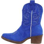 Blaue Ital-Design Cowboy-Boots & Cowboystiefeletten aus Textil für Damen Größe 40 