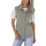 Hellgrüne Ital-Design Jeanswesten mit Knopf aus Baumwolle für Damen für den für den Herbst 