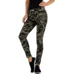 Braune Camouflage Ital-Design Hüftjeans & Low Waist Jeans mit Knopf aus Baumwolle für Damen 