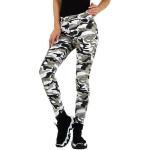 Braune Camouflage Ital-Design Hüftjeans & Low Waist Jeans mit Knopf aus Baumwolle für Damen 