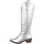 Silberne Ital-Design Cowboy-Boots & Cowboystiefeletten aus Kunstleder Größe 41 