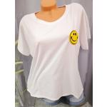 Weiße Oversize Emoji Smiley T-Shirts aus Baumwolle für Damen für den für den Sommer 