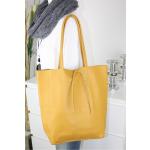 Italy Handtasche Leder Tasche Echt Ledertasche Henkel Shopper Bag Curry Gelb H/m