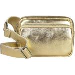 Goldene Damenbauchtaschen & Damenhüfttaschen mit Reißverschluss aus Leder mit Handyfach 