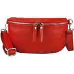 Rote Damenbauchtaschen & Damenhüfttaschen mit Reißverschluss aus Leder 