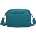 Blaue Damenschultertaschen & Damenshoulderbags mit Reißverschluss aus Kunstleder mit Handyfach 