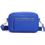 Royalblaue Damenschultertaschen & Damenshoulderbags mit Reißverschluss aus Kunstleder mit Handyfach 