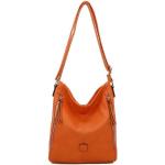 Orange Hobo Bags aus Kunstleder mit Handyfach für Damen 