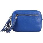 Royalblaue Lederhandtaschen mit Reißverschluss für Damen 