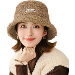 Reduzierte Khakifarbene Unifarbene Strickmützen aus Wolle für Damen Größe M für den für den Winter 