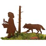 19 cm Rotkäppchen Gartenfiguren & Gartenskulpturen aus Edelrost 2-teilig 