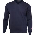 Reduzierte Marineblaue V-Ausschnitt Kaschmir-Pullover aus Wolle für Herren Größe XXL 