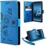 Reduzierte Blaue ivencase Samsung Galaxy A40 Hüllen Art: Flip Cases mit Bildern aus Glattleder 