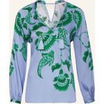Blaue Ivi Tunika-Blusen mit Cutwork aus Seide für Damen Größe M 